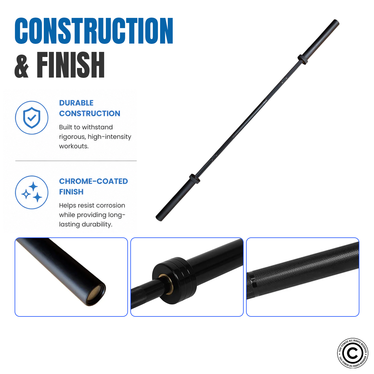 7 Ft Olympic Bar with Collars - 20 Kg (Black)