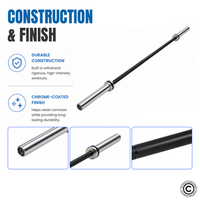 Thumbnail for 1441 Fitness 7 Ft Power Lifting Barbell Bar - Black/Chrome