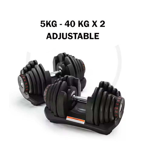 Adjustable Dumbbell Set - 5 Kg - 40 Kg ( Sold as Pair )