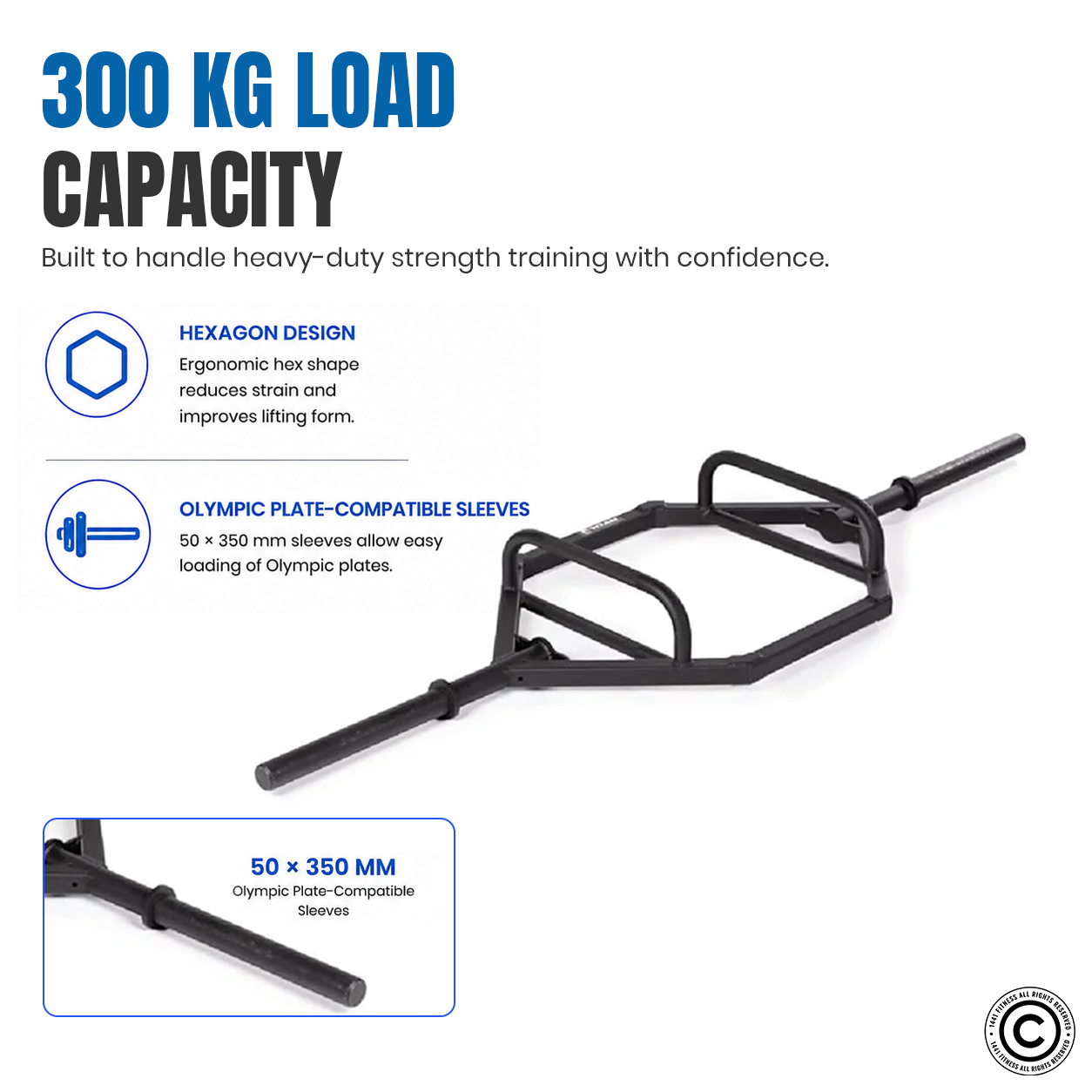 7 ft Olympic Hex Trap Bar with Collars - Matt Black