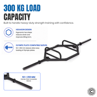 Thumbnail for 7 ft Olympic Hex Trap Bar with Collars - Matt Black