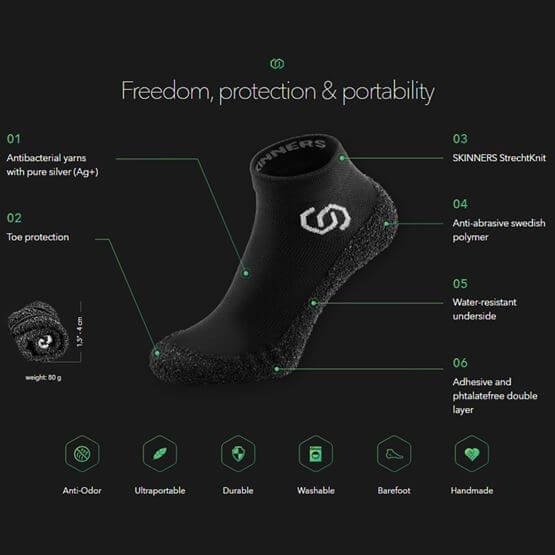 Skinners Socks - Ultra-Light for Running, Hiking, Yoga & Travel - Marine