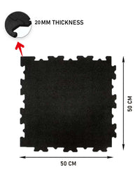 Thumbnail for 1441 Fitness Black Interlock Gym Flooring 50 cm x 50 cm - 20 mm Thickness