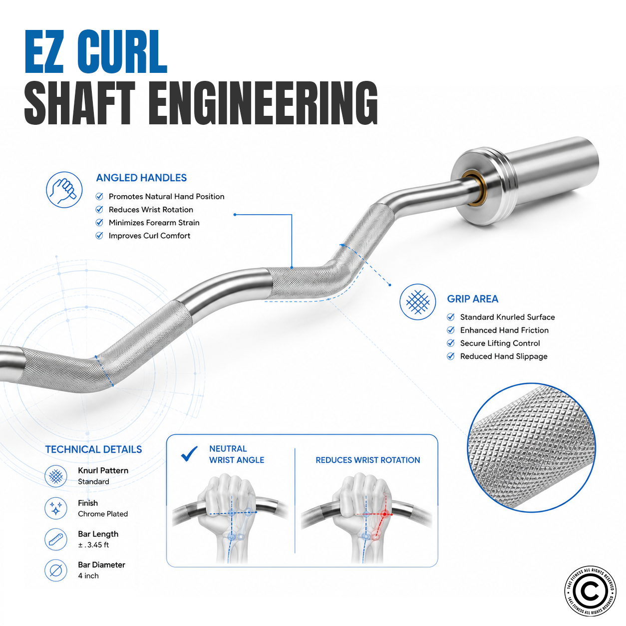 4 Ft Olympic Curl Bar with Collars - 7 kg