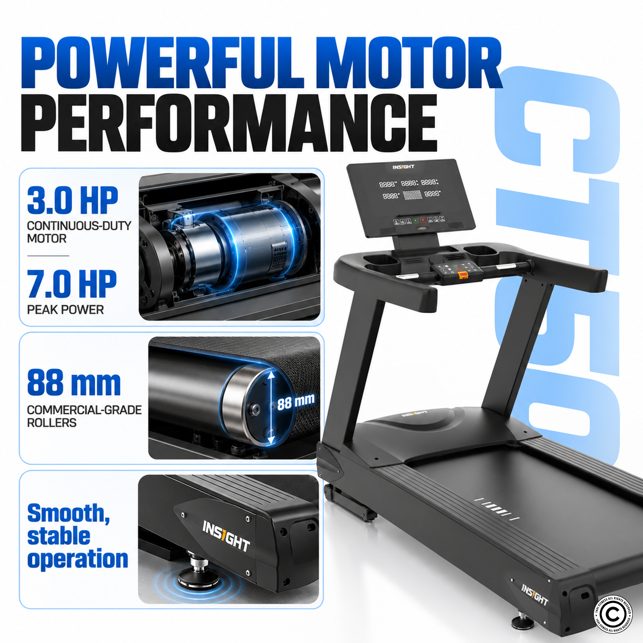 Insight Fitness Commercial Treadmill 3 HP - CT50