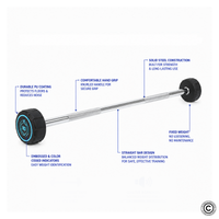 Thumbnail for Fixed Weight Straight PU Barbell - 10 kg to 50 kg