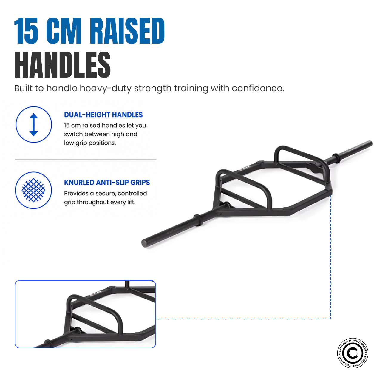 7 ft Olympic Hex Trap Bar with Collars - Matt Black