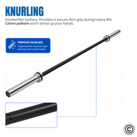 Thumbnail for 1441 Fitness 7 Ft Power Lifting Barbell Bar - Black/Chrome