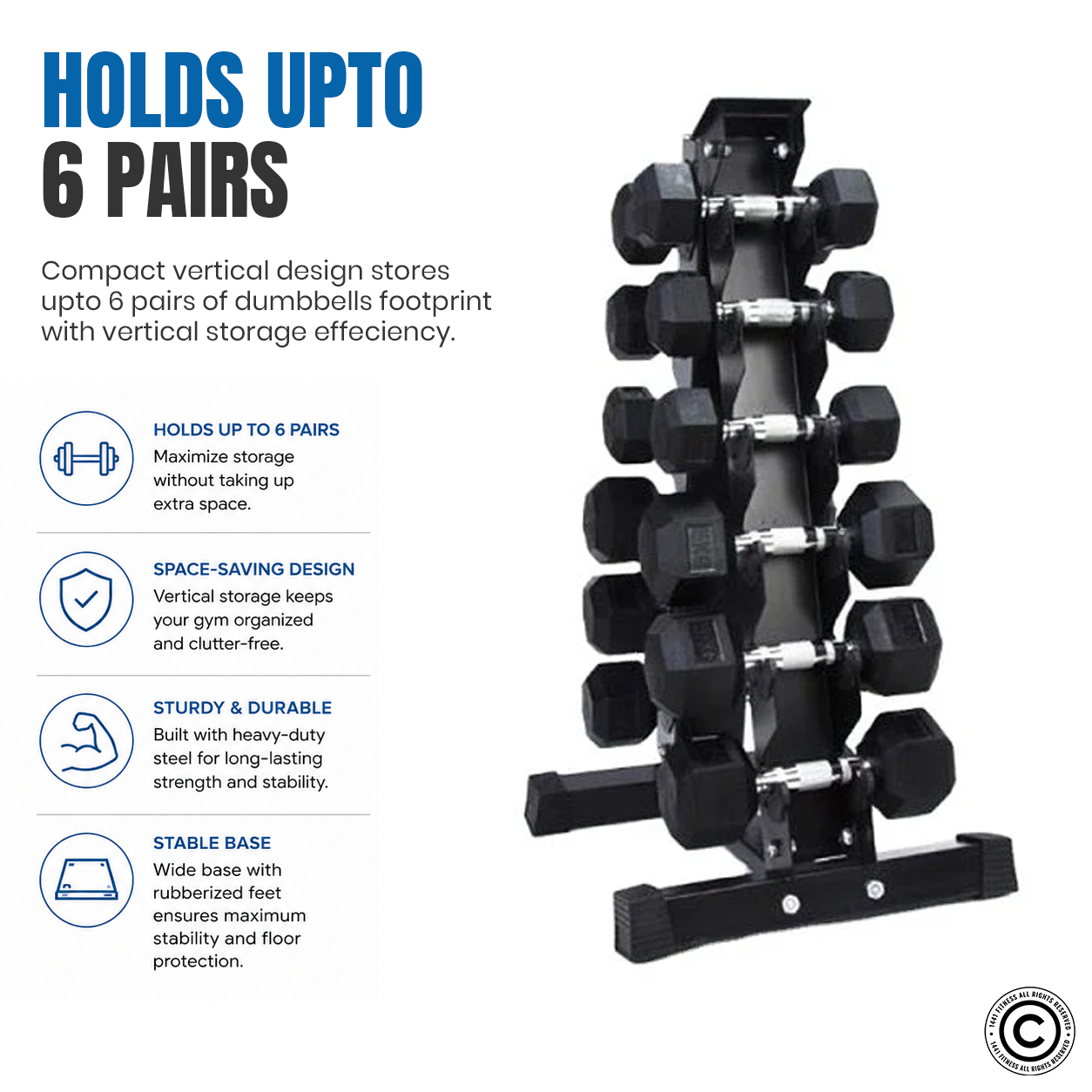 Vertical Dumbbell Rack - 6 Pairs