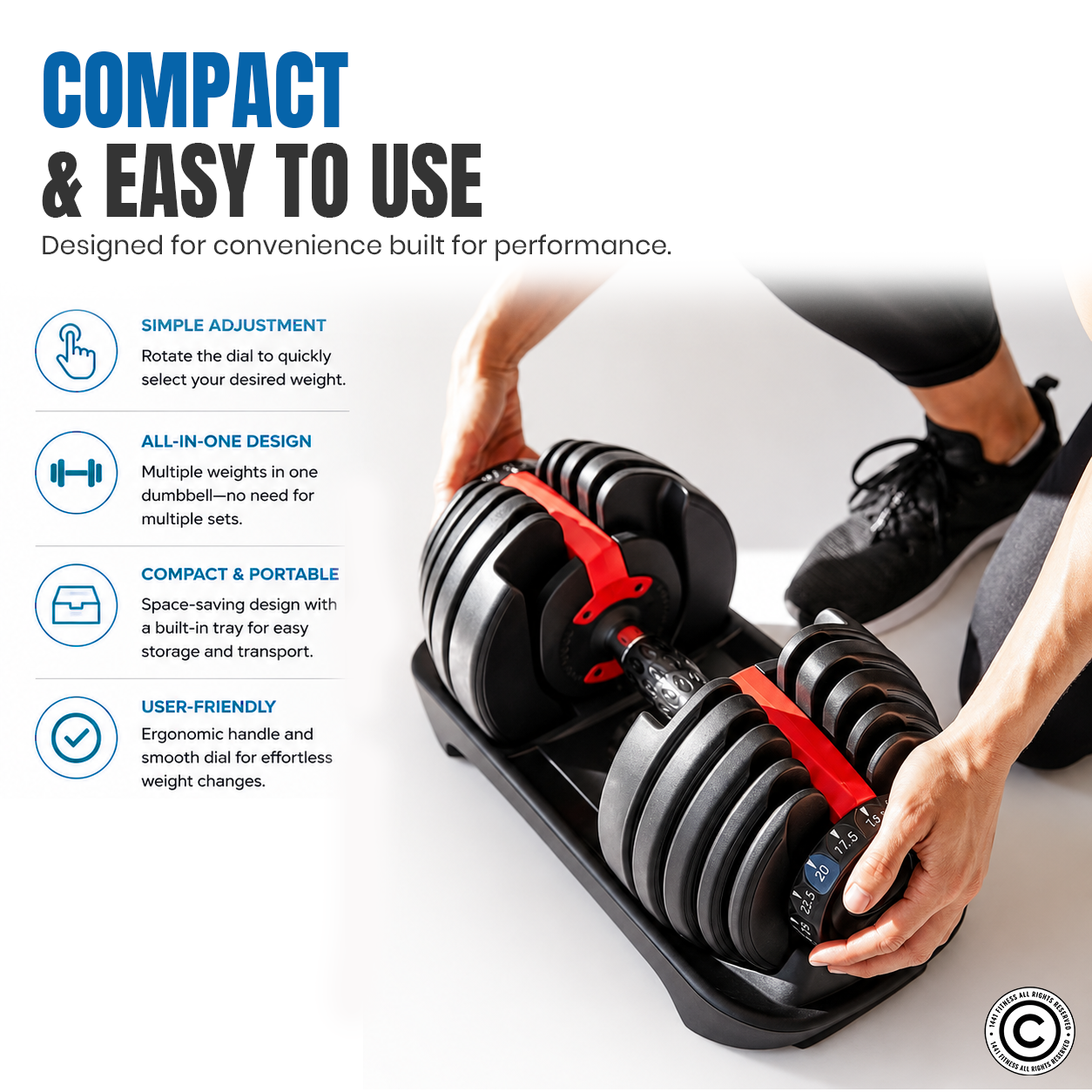 Adjustable Dumbbell Set - 5 Kg - 40 Kg ( Sold as Pair )