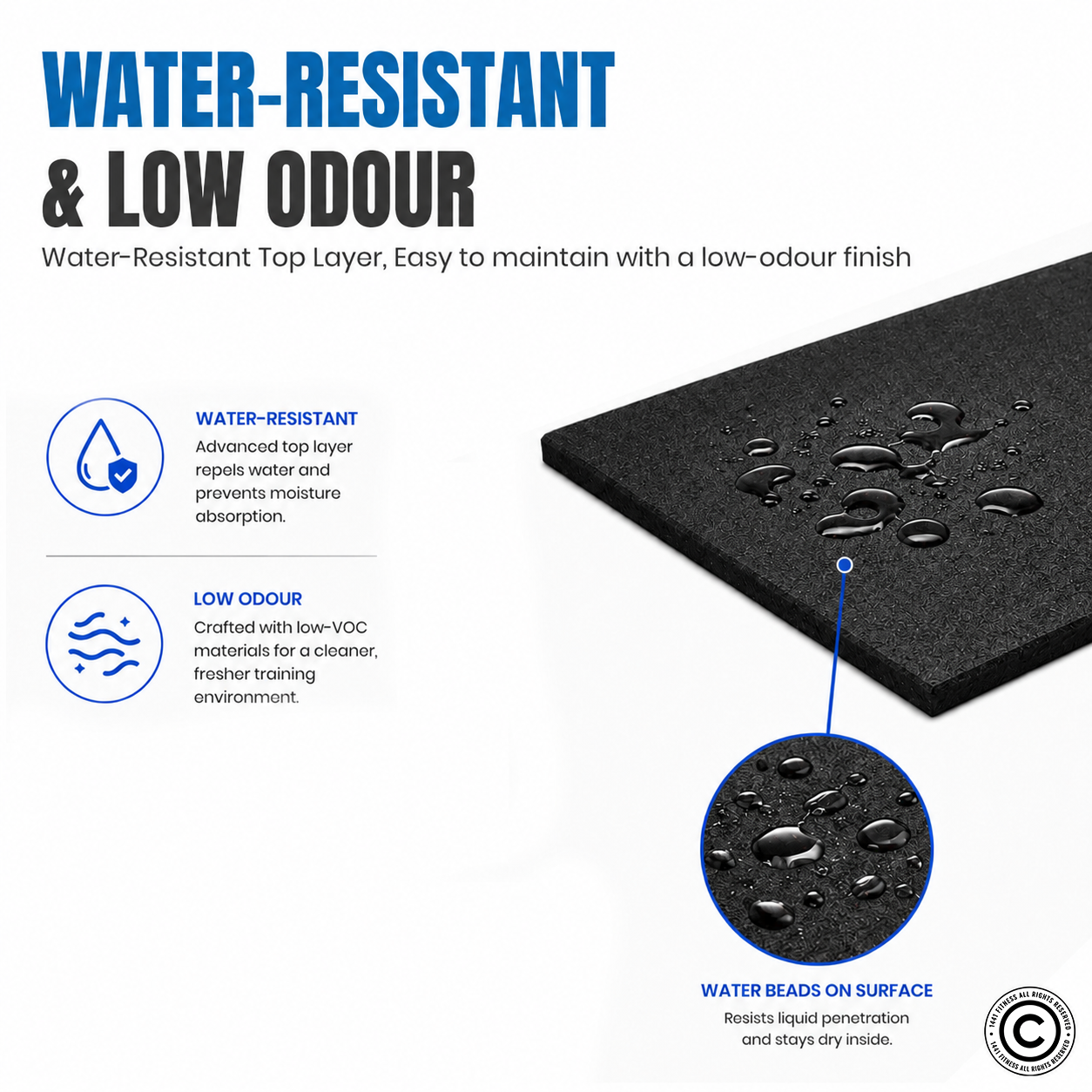 Commercial Black Rubber Flooring for Gym 20 mm - 100 x 100 CM