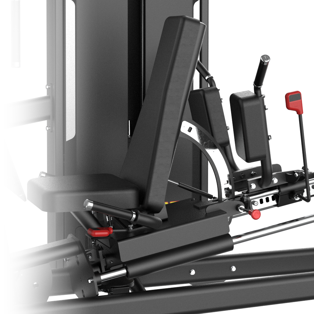 Insight Fitness Seated Leg Press / Hack Squat - SA040 with various attachments on a white background