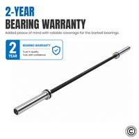 Thumbnail for 1441 Fitness 7 Ft Power Lifting Barbell Bar - Black/Chrome