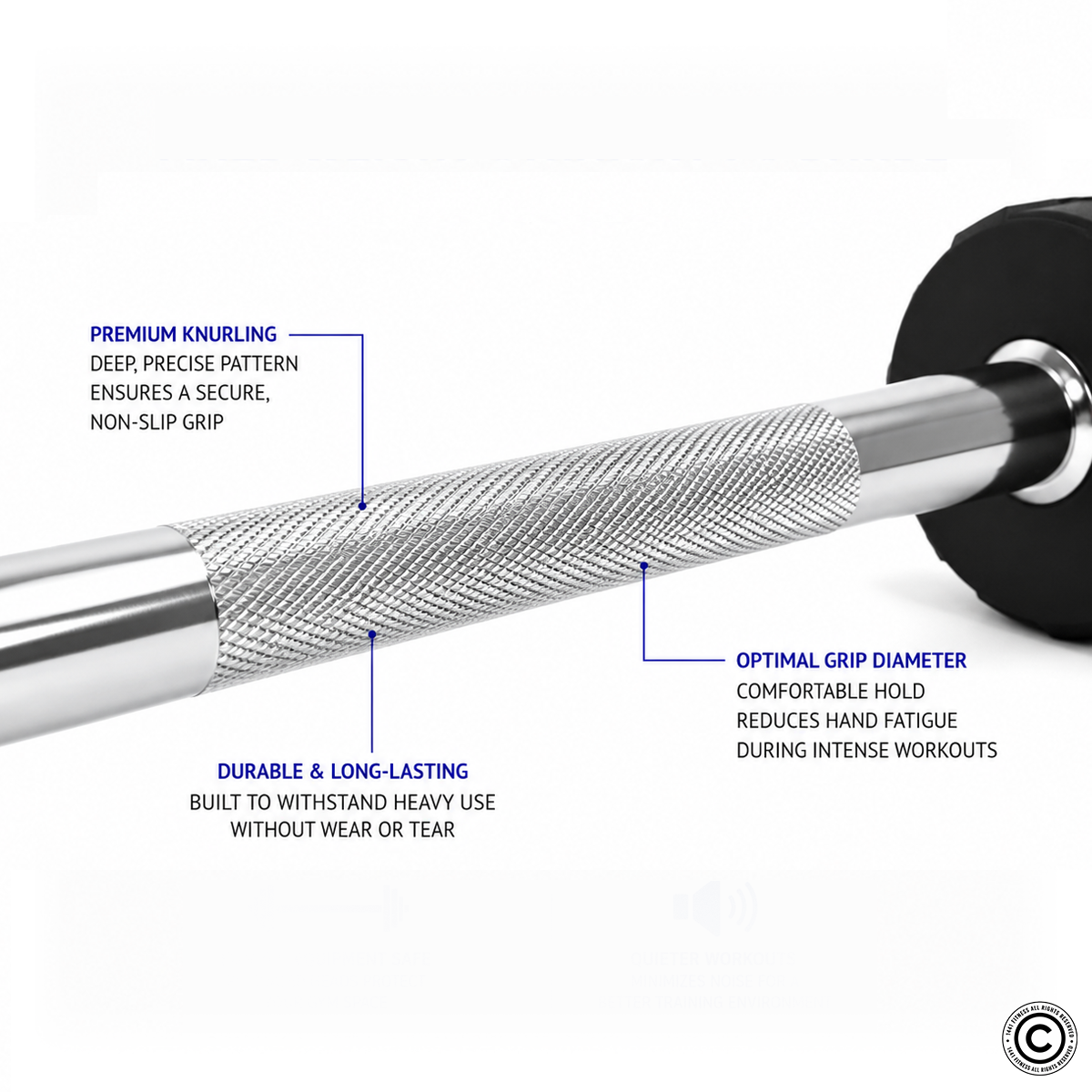 Fixed Weight Straight PU Barbell - 10 kg to 50 kg