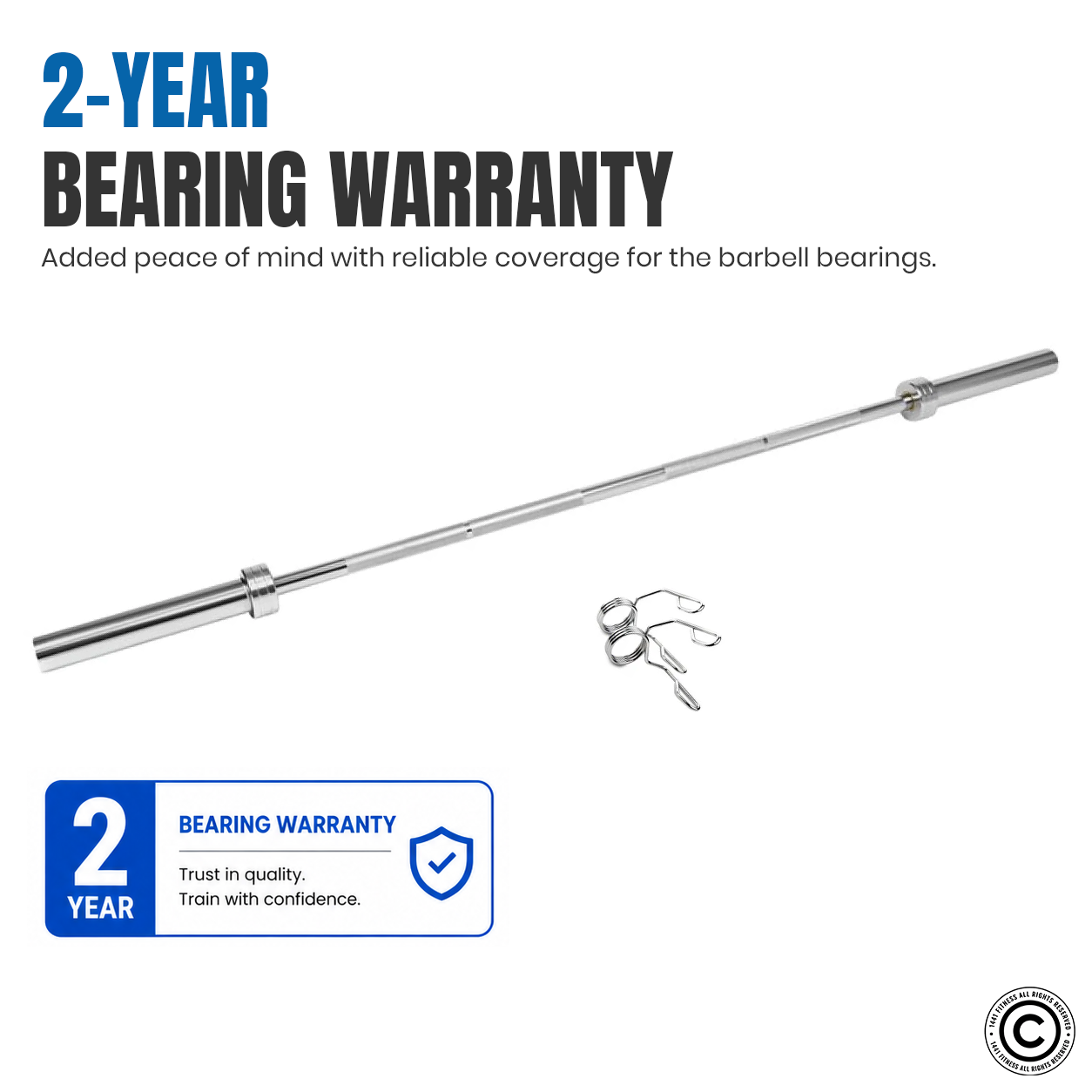 7 Ft Olympic Bar with Spring Collars - 20 Kg (Chrome)