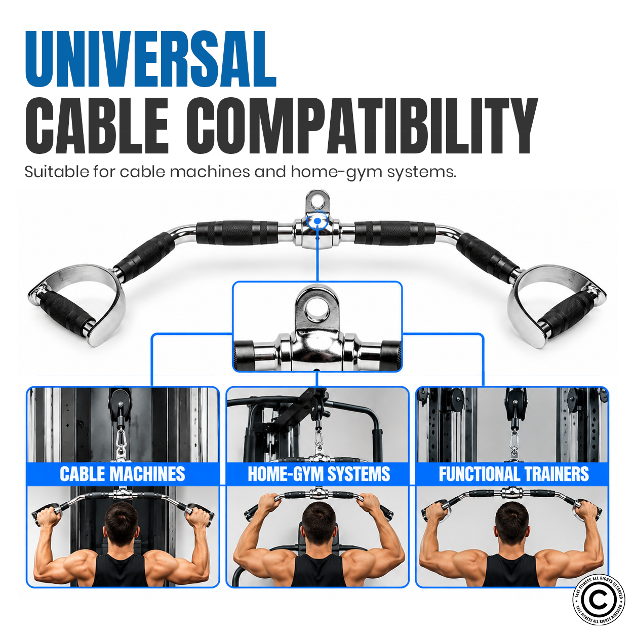 1441 Fitness D Handle Lat Pull Down Attachment - 95 CM