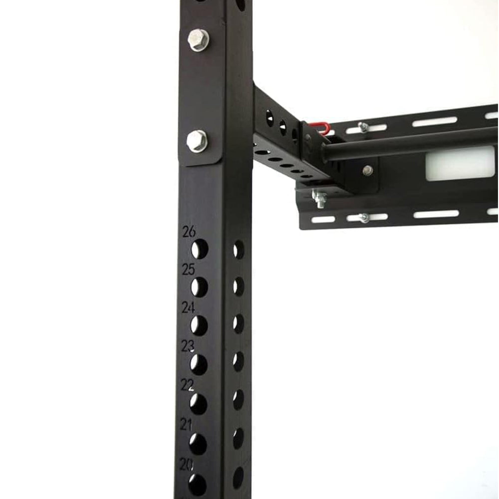 Wall Mounted Foldable Squat Rack with Speckle Bumper Plates 80 KG and A8007 Bench (Bundle)