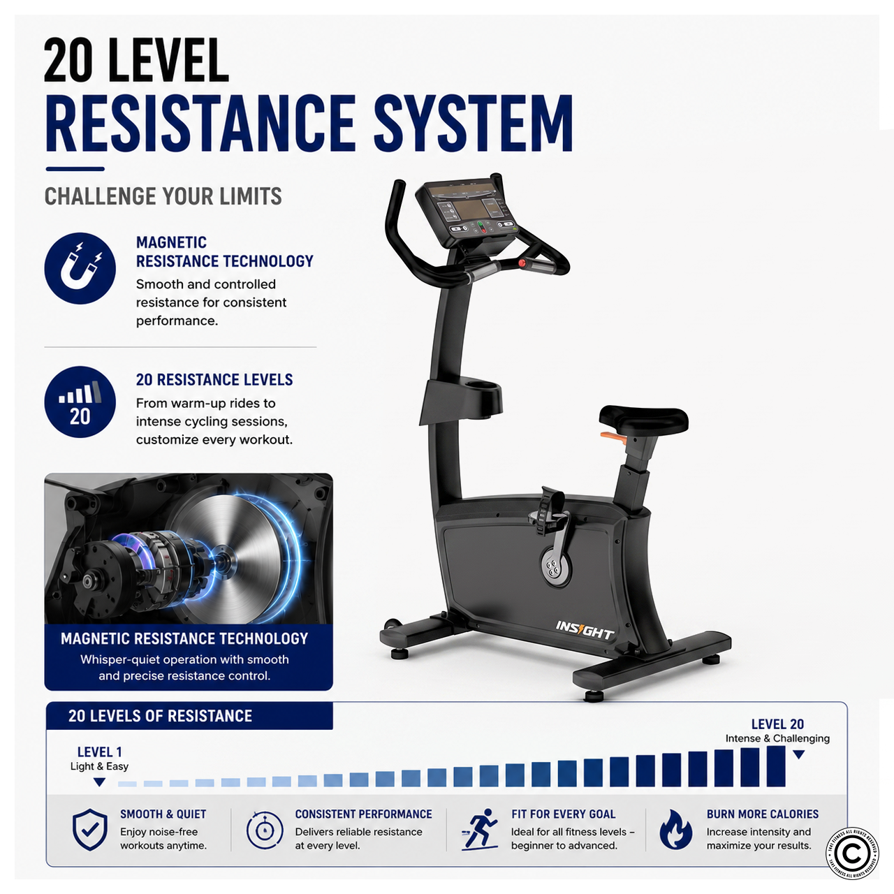 Insight Fitness Upright Bike - CU6000