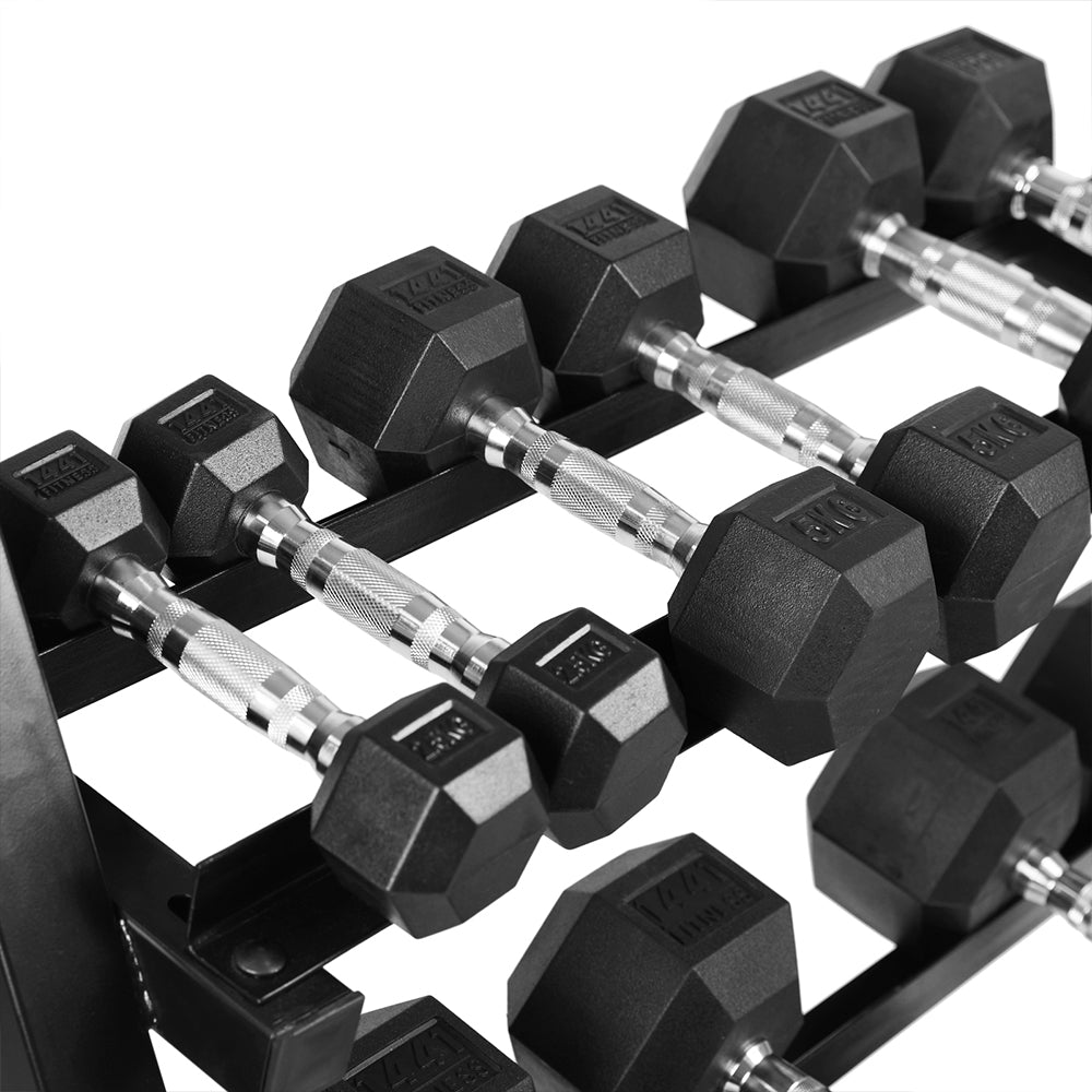 Hex Dumbbells Set with Rack - 2.5 Kg to 25 Kg