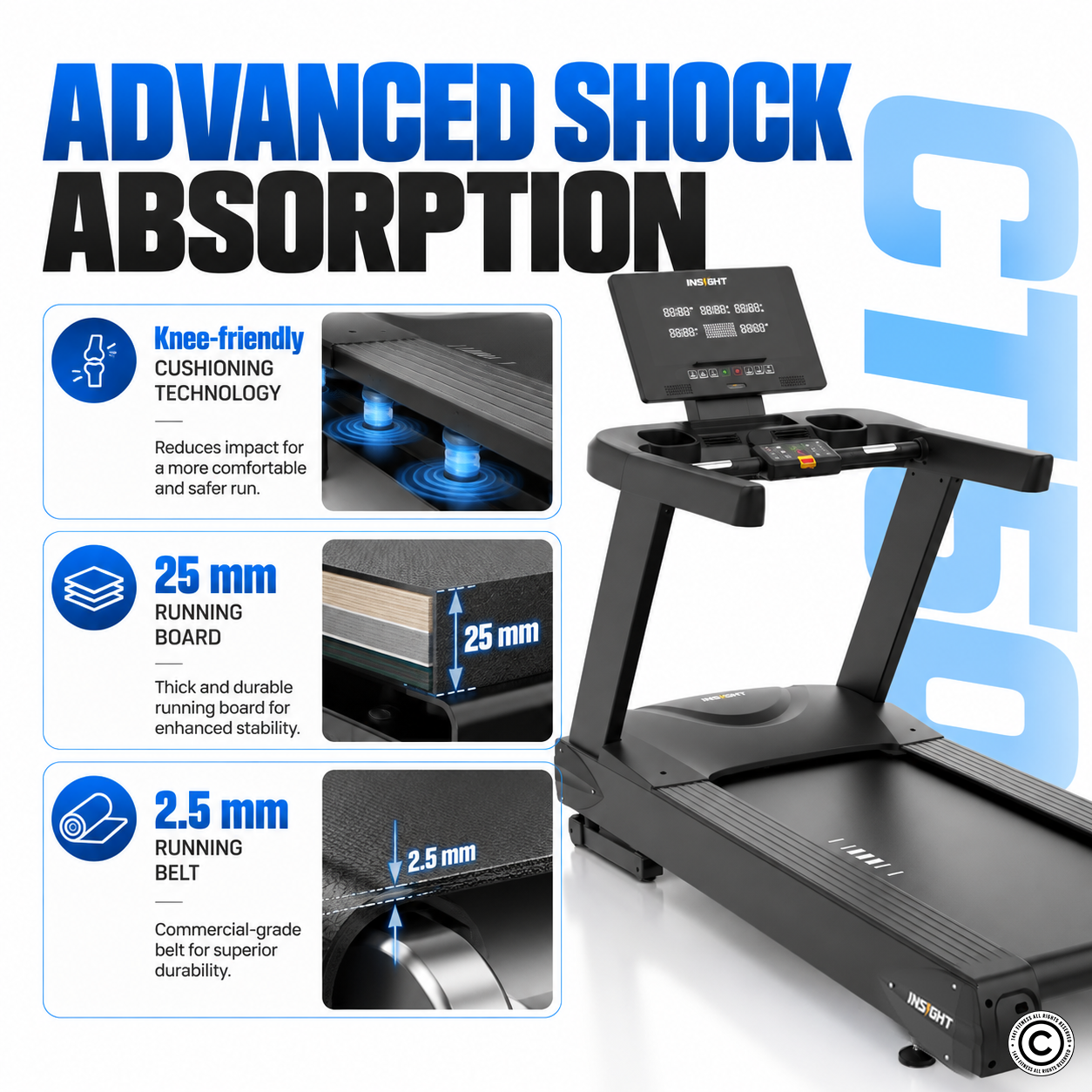 Insight Fitness Commercial Treadmill 3 HP - CT50