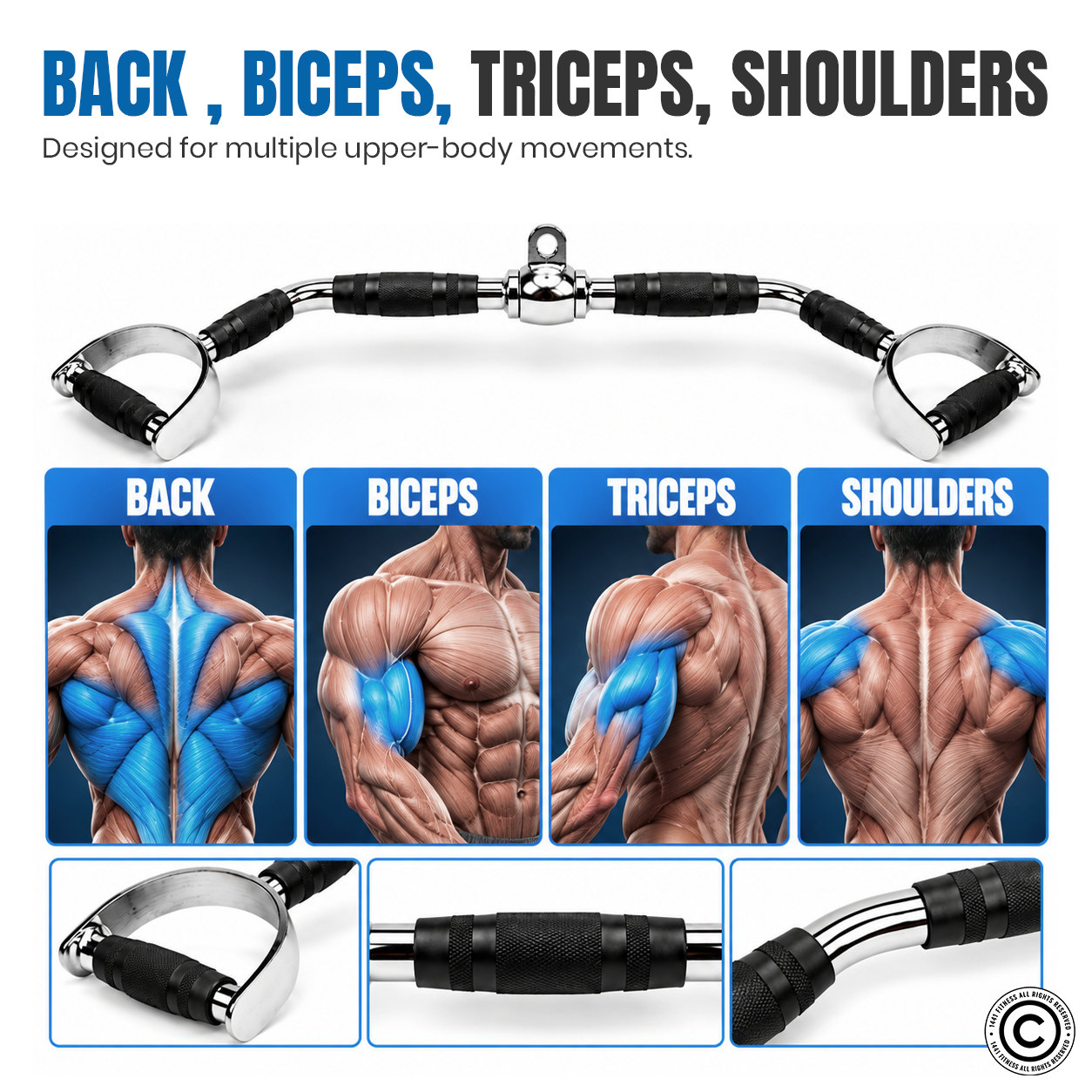 1441 Fitness D Handle Lat Pull Down Attachment - 95 CM