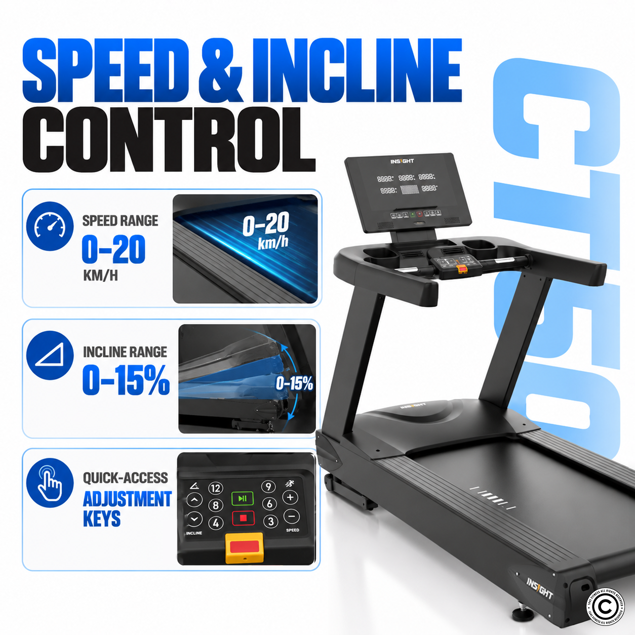 Insight Fitness Commercial Treadmill 3 HP - CT50