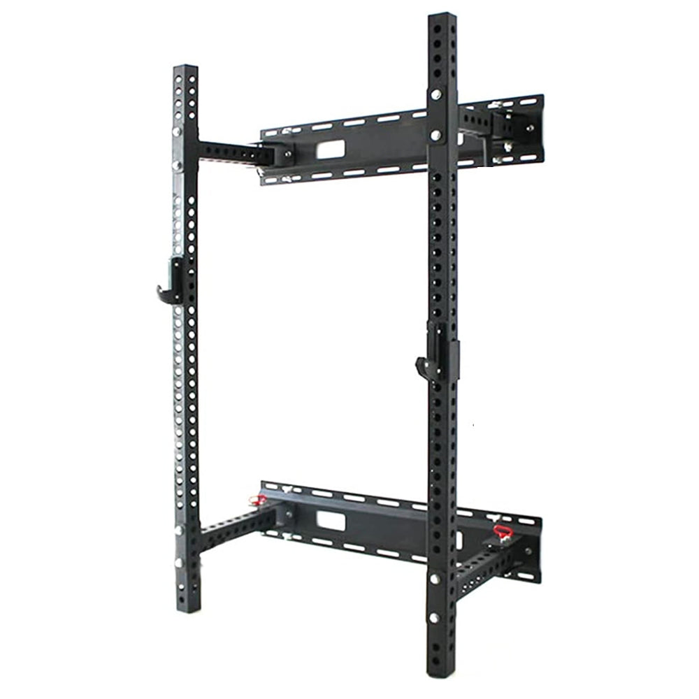 Wall Mounted Foldable Squat Rack with Speckle Bumper Plates 80 KG and A8007 Bench (Bundle)