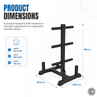 Thumbnail for Olympic Plate Rack with Four Bar Holder - Black
