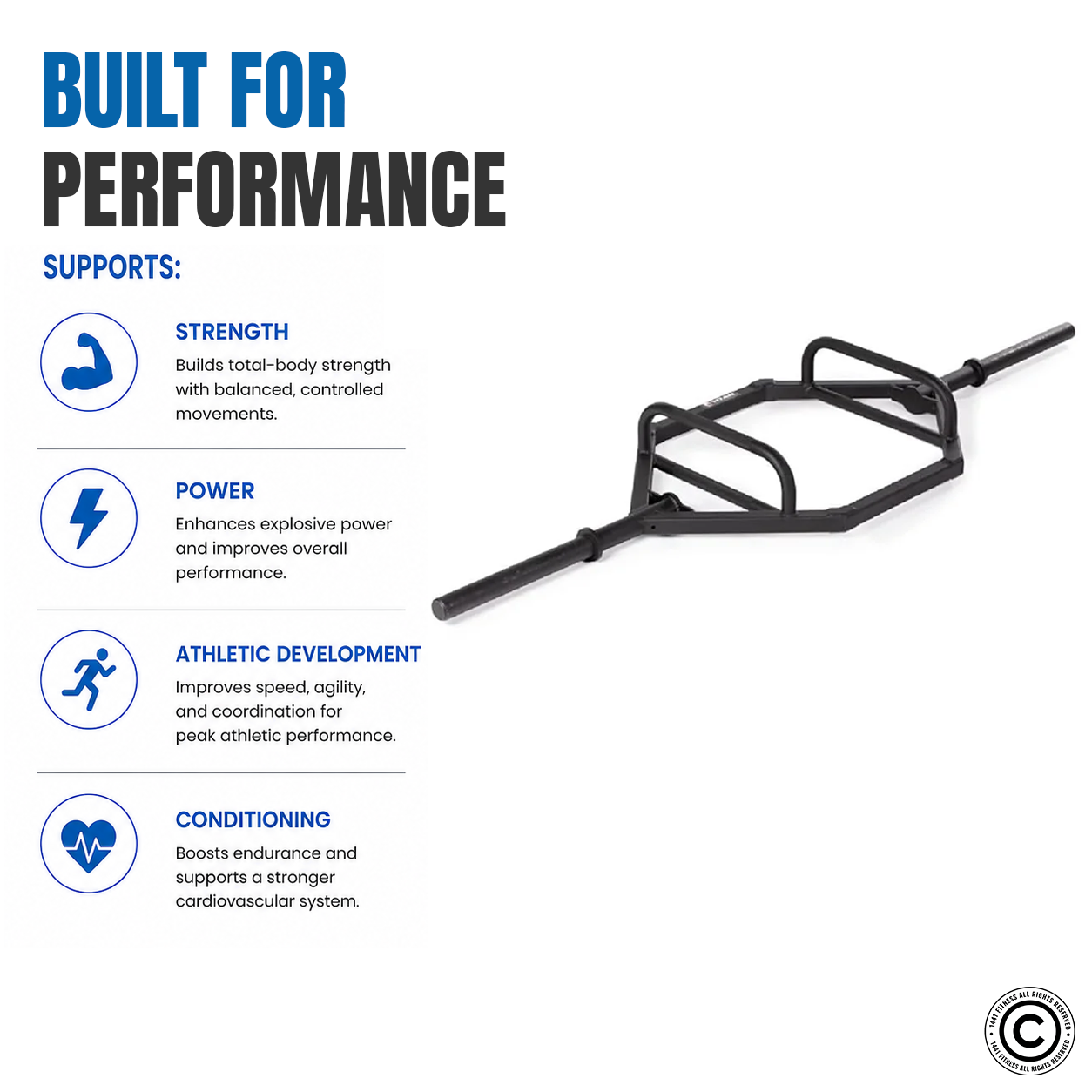 7 ft Olympic Hex Trap Bar with Collars - Matt Black