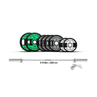 Thumbnail for 1441 Fitness 6 ft Olympic Barbell with Dual Grip Olympic Plates set | 60 Kg Set