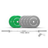 7 Ft Olympic Barbell and Color Bumper Plates Set - 60 KG Set | 1441 Fitness