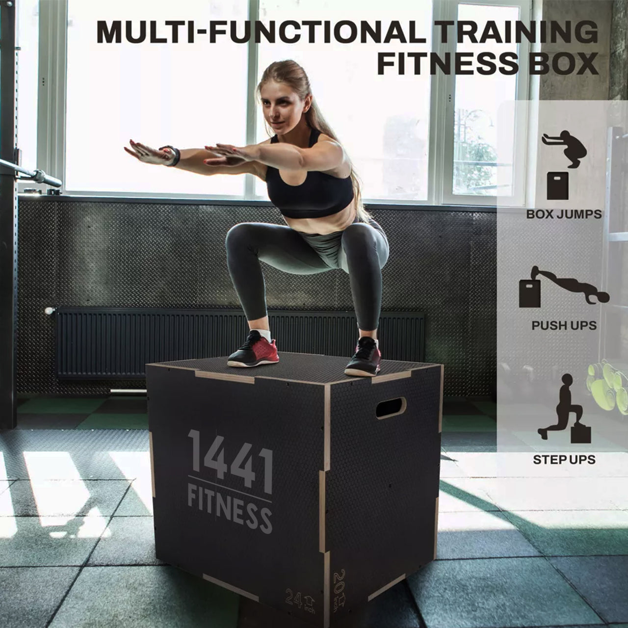 1441 Fitness 3 IN 1 Plyobox Wooden - Matt Black