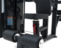 Thumbnail for Close-up of a gym machine with black frame and white wheels on a white background