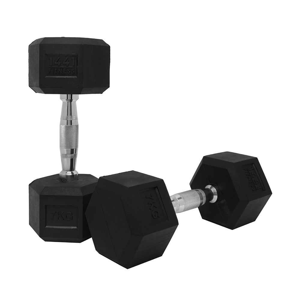 1441 Fitness Hex Rubber Dumbbell 1 Kg to 10 Kg (Sold as Pair)