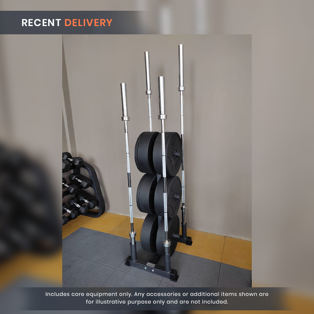 Olympic Plate Rack with Four Bar Holder - Black