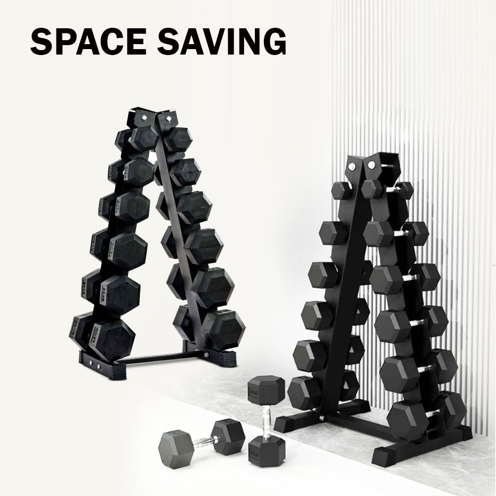 Hex Dumbbells Set with Rack - 2.5 Kg to 15 Kg