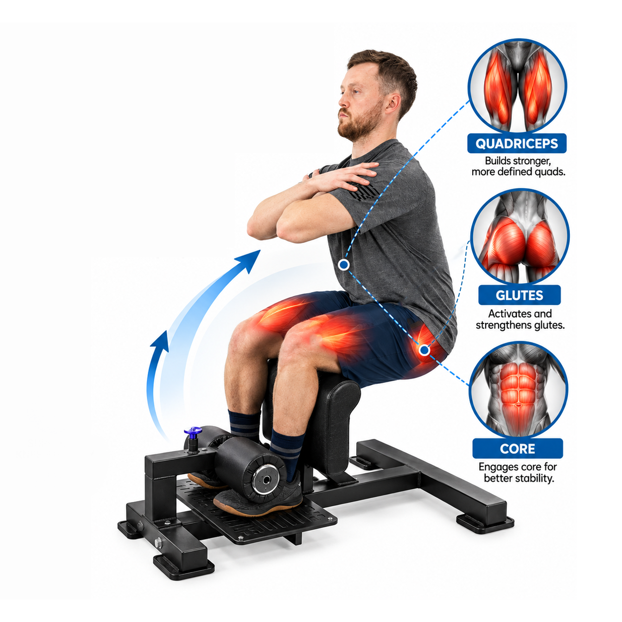 Sissy Squat Machine 3-in-1 Squat Bench Push-Up, Sit Up squat Machine Ab Workout and Leg Exercise Stand for Home Gym Fitness Training
