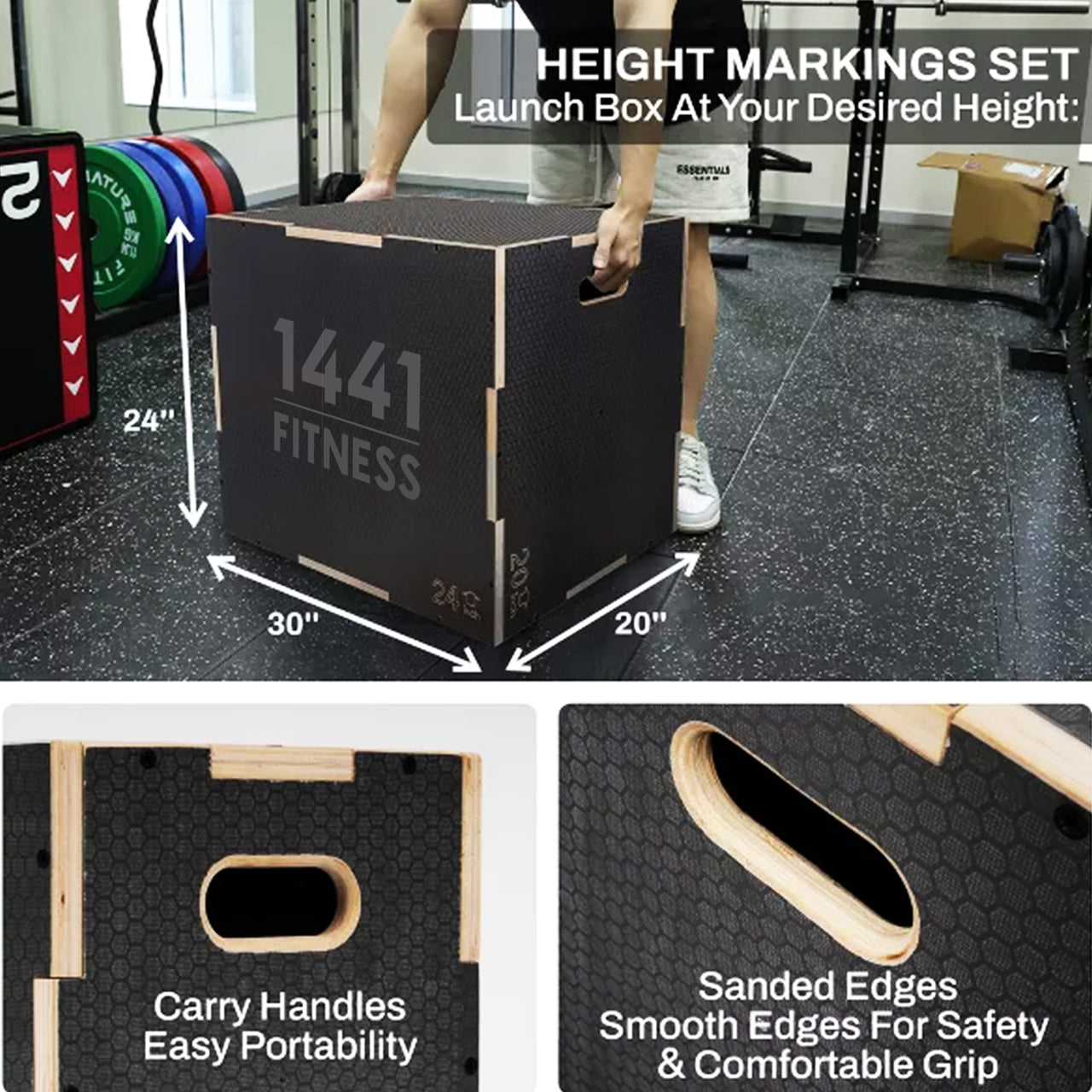 1441 Fitness 3 IN 1 Plyobox Wooden - Matt Black