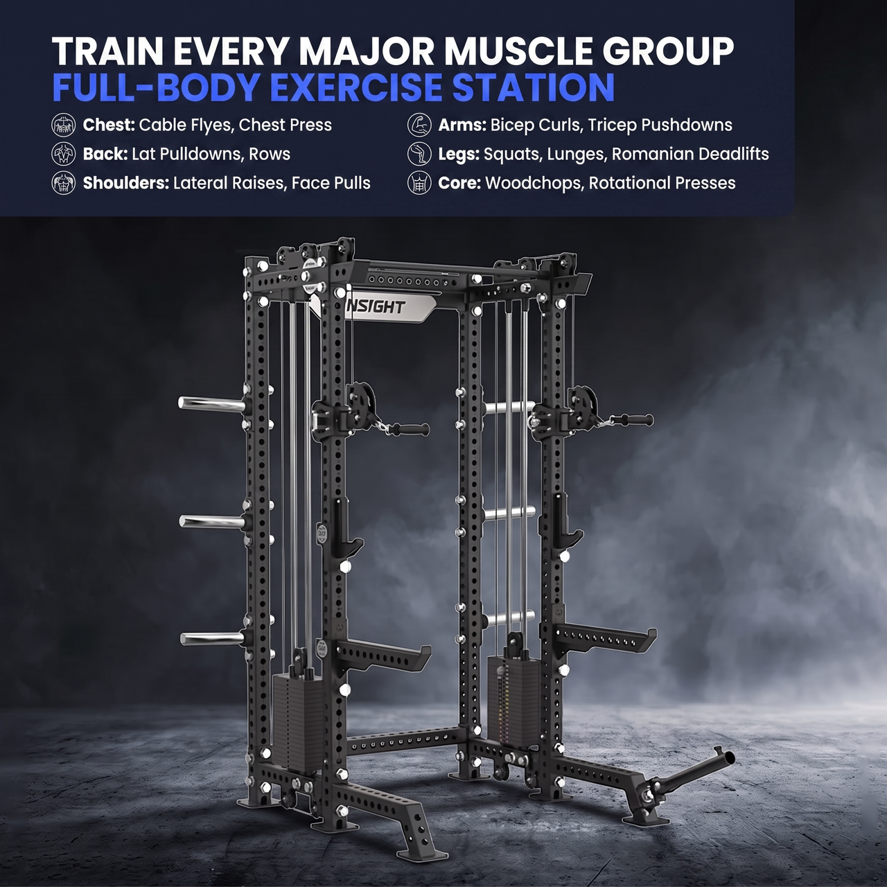 Insight Fitness Half Rack With Dual Pulley RR-HR-75-03