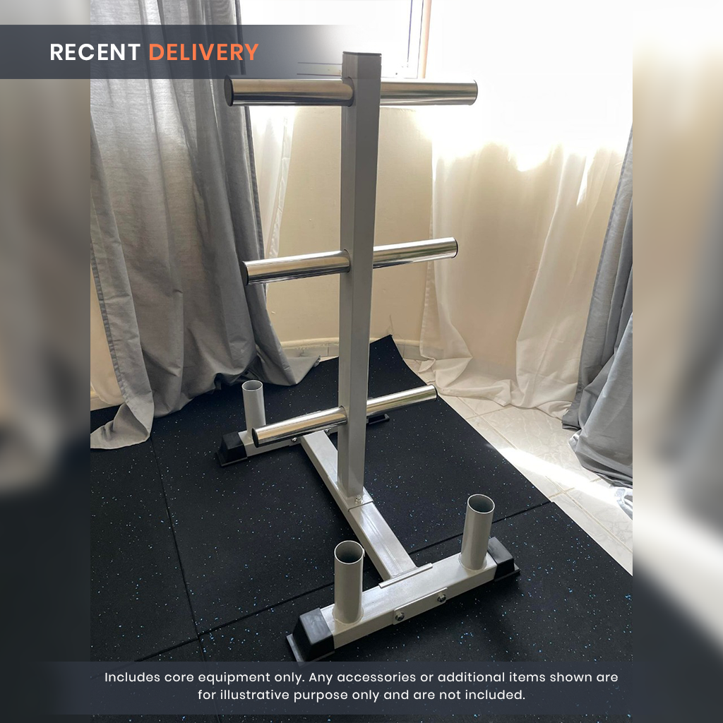 Olympic Plate Rack with Four Bar Holder - Black