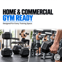 Thumbnail for Rubber Hex Dumbbells - 2.5 Kg - 50 Kg (Sold as Pair)