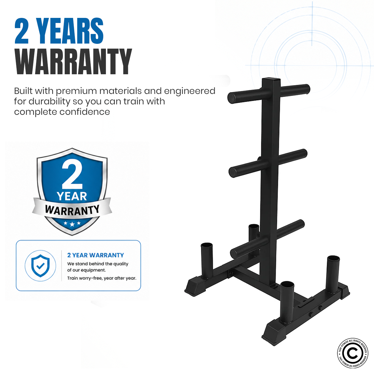 Olympic Plate Rack with Four Bar Holder - Black