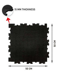 Thumbnail for 1441 Fitness Black Interlock Gym Flooring 50 cm x 50 cm - 15 mm Thickness