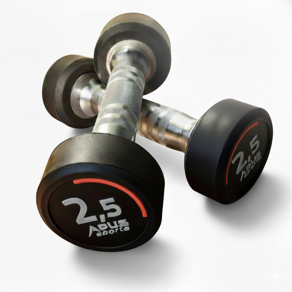 Apus Commercial Rubber Round Dumbbells - 2.5KG