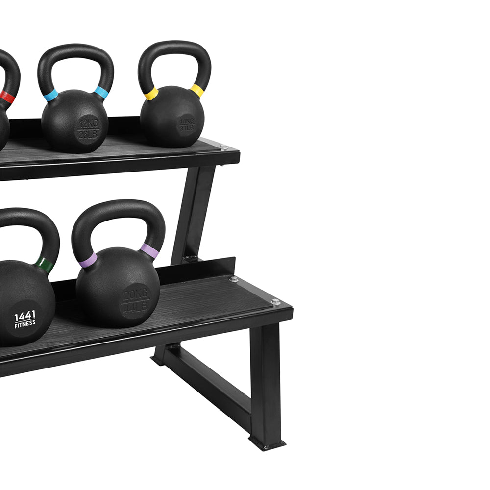 1441 Fitness Powder Coated Kettlebell - 6 Kg to 20 Kg - 8 Pcs Set with Rack
