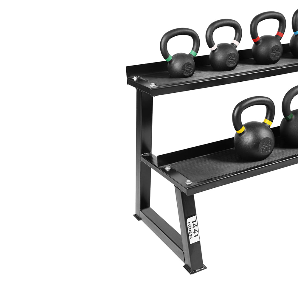 1441 Fitness Powder Coated Kettlebell - 6 Kg to 20 Kg - 8 Pcs Set with Rack