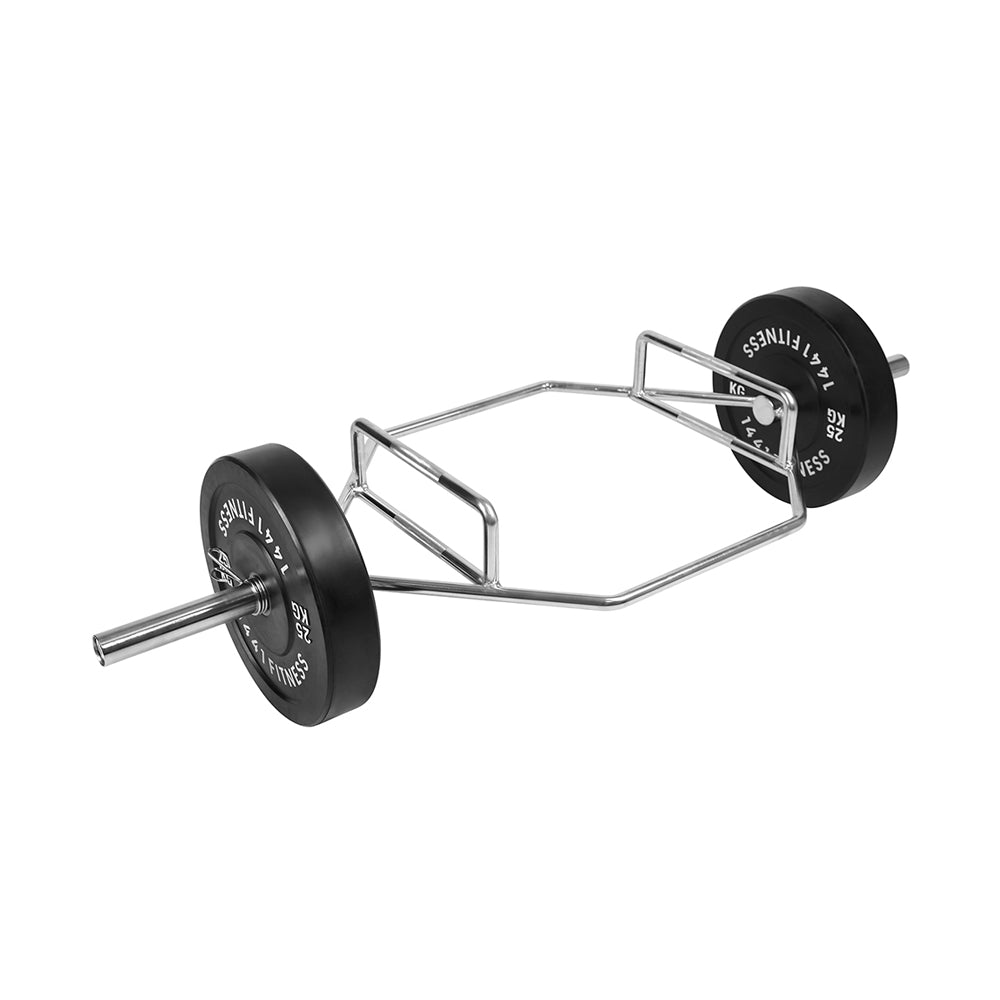 Hex Bar Deadlift-hex shape of barbell helps distribute the weight more evenly
