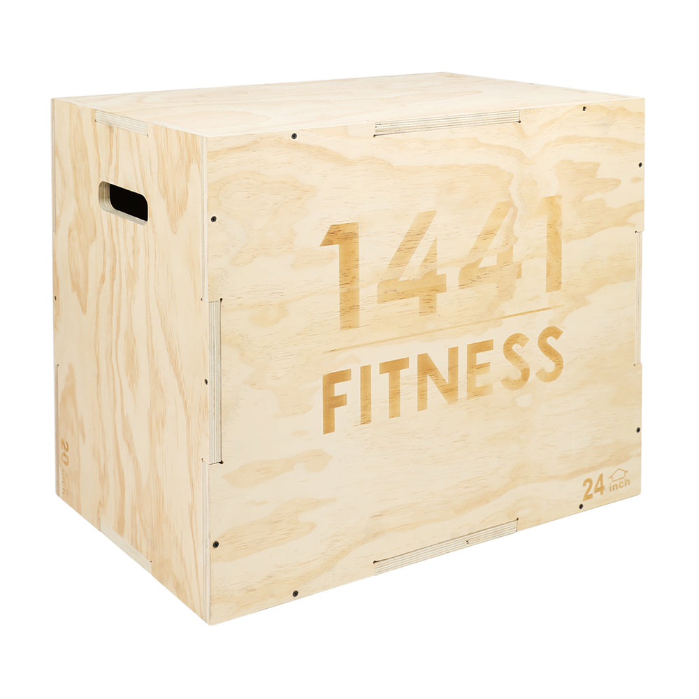 1441 fitness 3 IN 1 Wooden Plyo Box - (24'' x 30'' x 20'' Inches) | Prosportsae