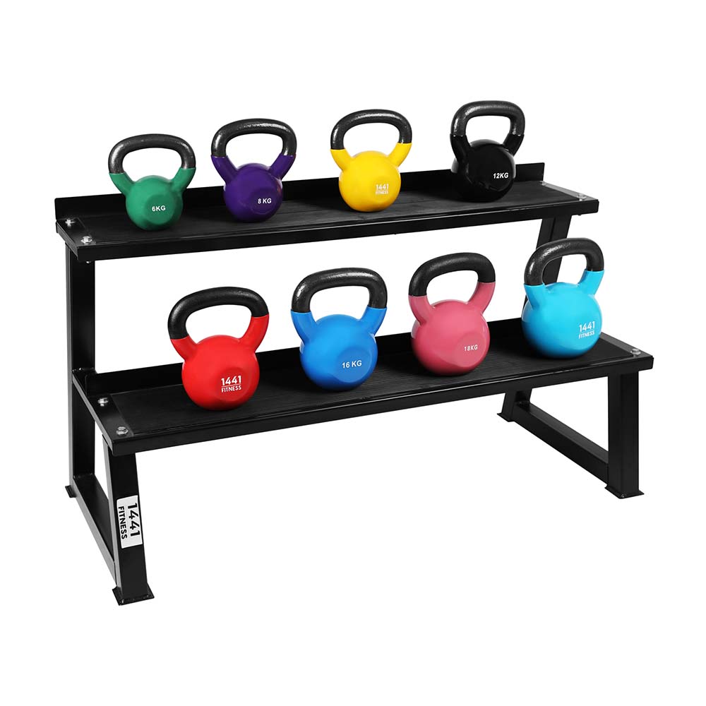 Kettlebell rack-convenient and large enough shelf space to place multiple weight kettlebells