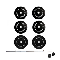 Thumbnail for Black Bumper Plates with 7 Ft Olympic Bar - 140 Kg Set - Bundle Offer